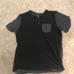 Black and grey color block Tee